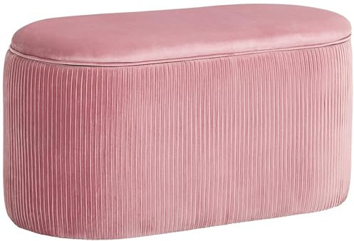 HOMCOM Sitzbank Polsterbank mit Stauraum Truhenbank für Wohnzimmer französische Stil Samt elegant Rosa 81 x 40 x 41 cm