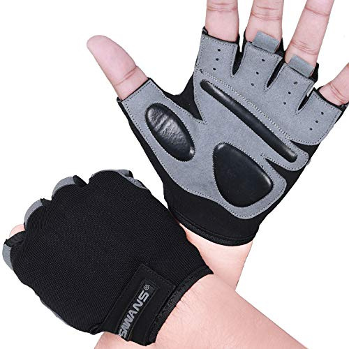 SAWANS Guantes de Gimnasio para Entrenamiento de Levantamiento de Pesas para Hombres y Mujeres, Soporte de muñeca Acolchados, Agarre Extra, protección de la Palma (Muñeca Corta, S)