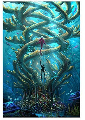 LINYUYI Subnautica 1 Leinwand-Poster, Schlafzimmerdekoration, Sport, Landschaft, Büro, Raumdekoration, Geschenkrahmen: 30 x 45 cm