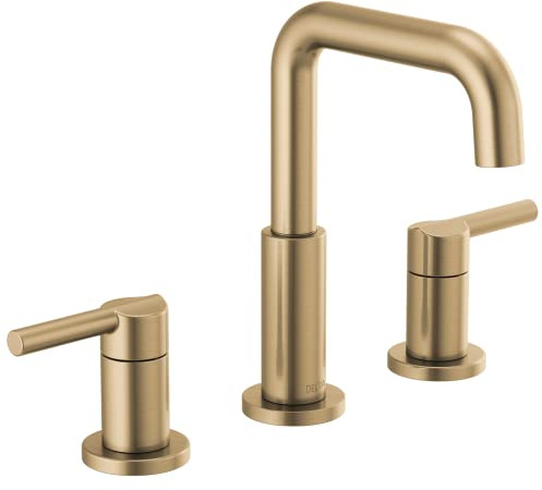 Delta Nicoli 3 Hole Widespread Bathroom Faucet, Gold, 2 Handle, Drain Assembly Included, WaterSense, Limited