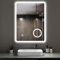 Heilmetz Bathroom Mirror with LED Lights, 500 x 700mm Bathroom Wall Mirror with Demister, Illuminated LED Mirrors with Shaver Socket and 3x Magnification, 6500k Vertical
