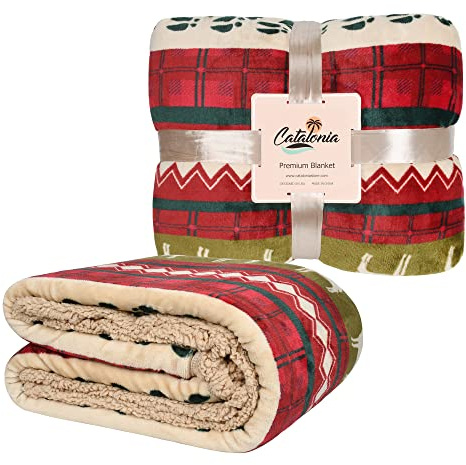 Catalonia Classy Coperta Sherpa in Pile Double Face, per Letto Singolo, Extra Spessa, Calda Coperta per Divano per Tutte Le Stagioni o per Il Soggiorno, Cervo, 150 x 200 cm