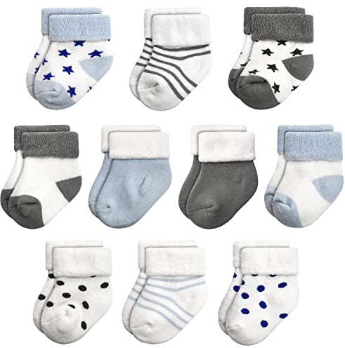 GENTABY Chaussettes unisexes pour bébé en coton éponge chaudes 10 paires bébé garçon nouveau-né chaussettes bébé fille 0-6 mois à 1-3 ans chaussettes d'hiver épaisses