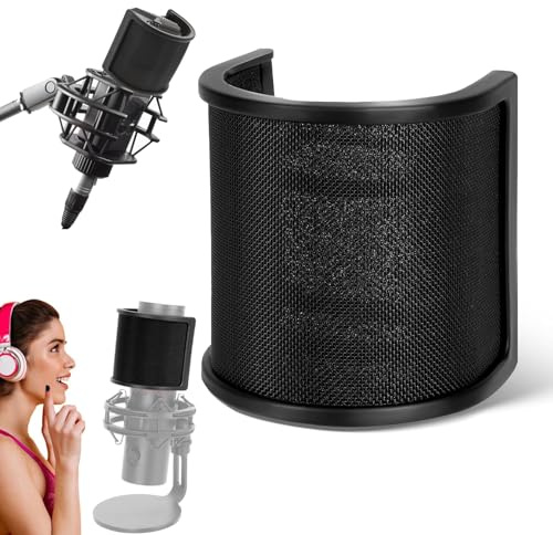 Norhogo Filtro microfono anti-pop filtro pop filtro rete e schiuma filtro antipolvere per microfoni portatili per studio audio, nero