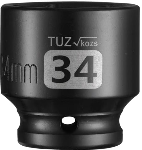 1/2-Zoll-Antrieb, 34 mm, flacher Schlag-Stecknuss, Chrom-Molybdän-Legierungsstahl, Standard-6-Kant-Sechskant-Stecknuss für Ratschen, Drehmomentschlüssel, Druckluft-Schlagschrauber, stark und