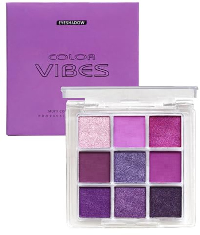 Matte Pearlescent Eyeshadow Palette 9 Eyeshadow Shades, Shimmering Makeup Set, Waterproof, Long Lasting Intense Colour, Mixable Pressed Pigment Eyeshadows, Gift for Girls, Women (Purple)