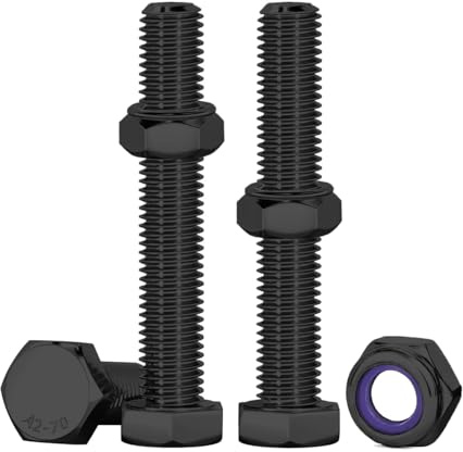 Drenky Bulloni e Dadi Autobloccanti, M6 X 50 mm 10 Pezzi Esagonale Bulloni E Dadi Set Nero M6 Acciaio Inossidabile A2 V2A Assortimento Di Viti con Dadi Per Macchinari, Biciclette, Stampa 3D