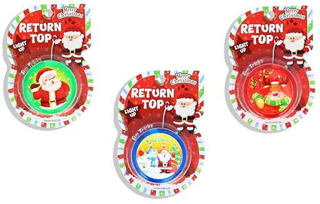 Henbrandt Single Light Up Mini Christmas Yo Yo 5.4cm Xmas Return Tops with Flashing LED Lights Beginner Yoyo Toys for Kids Stocking Filler Loot Bag Fillers Party Favour for Boys and Girls