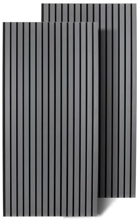 Ansobea Pannelli acustici in legno, 1,44 ㎡, set da 2 pezzi, 120 x 60 cm, 3D, grigio, pannelli da parete per corridoio, corridoio e soggiorno