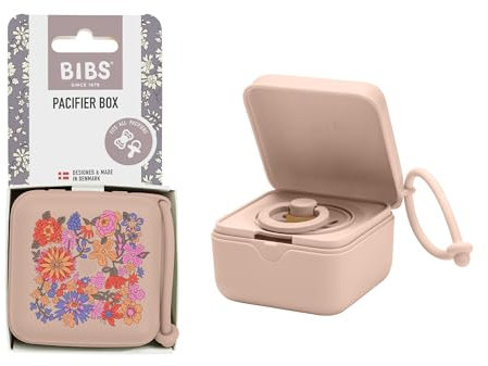 BIBS Liberty Schnuller Box mit Gummiband. Sterilisator Box für Schnuller. 100% BPA Freies Material - June Blossom Blush
