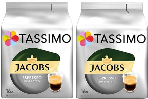 Tassimo Jacobs Espresso Ristretto Coffee Pods x16 – Pack of 2 (Total 32 Pods)