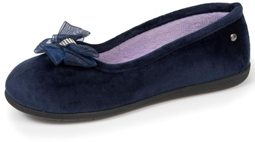 Isotoner Pantofole da donna con ballerine morbide, ultra comode e leggere, comfort tecnologia everywear, EU,, Blu marino, 38 EU