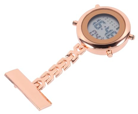 FRCOLOR Reloj Digital Enfermera Multifuncional De Metal Rosa Alarma Cronómetro Pin De Solapa Unisex Uso Médico Hospitalario