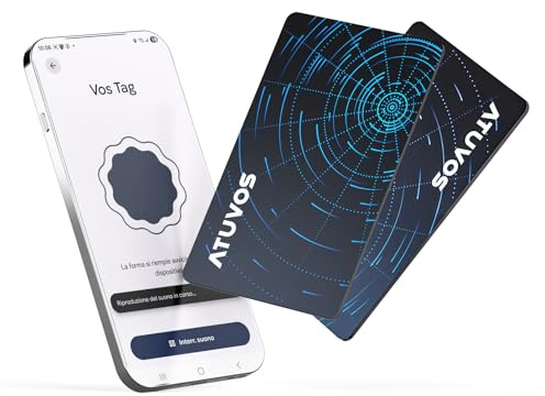 ATUVOS Air Tag Card Pro per Android & iOS, Dual System Ricaricabile Wallet Tracker Funziona con Google Funzioni Trova o Apple Dov'è APP, Smart Localizzatore per Portafoglio, Borse, Thin 1.6mm 2 Pezzo