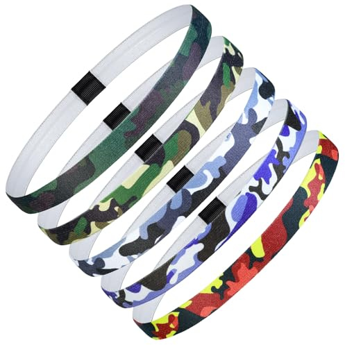 Blooms Diadema Deportiva Elástico Antideslizante, 5 Piezas Cintas Pelo Mujer Hombre y Niños Diadema Cintas Pelo Deportivas para Yoga Jogging Correr Futbol
