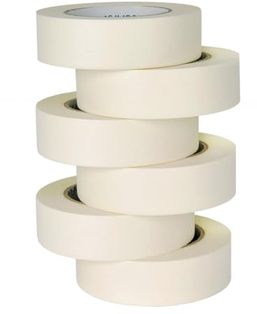 TIANBO FIRST Masking Tape 1.41 Inch Wide Thin Beige White Painters Masking Tape Bulk for Painting Home Office School Stationery, 1.41 Inches x 60 Yards, 6 Rolls