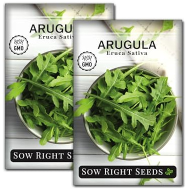 Sow Right Seeds - Arugula Seeds for Planting - Non-GMO Heirloom Seeds with Instructions to Plant a Home Vegetable Garden - Indoors, Hydroponics or Outdoors - Salad Greens - Grow Kitchen Herbs (2)