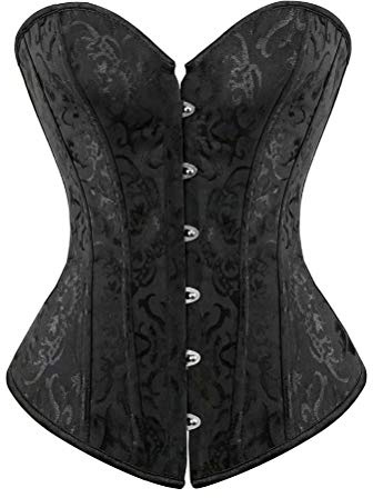 Josamogre Corset Bustier Sexy Femme Top Grande Taille Lingerie Lace Satin Noir S