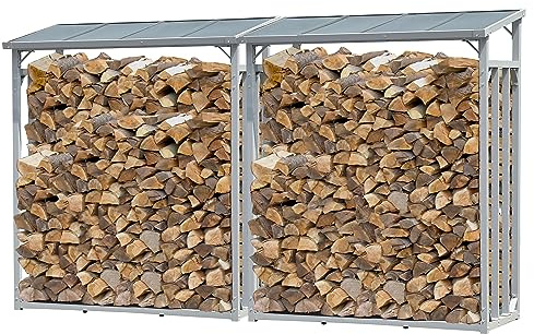 QUICK STAR 2 pièces Étagère en Aluminium pour Bois de cheminée 130 x 70 x 185 cm 1,6 m³