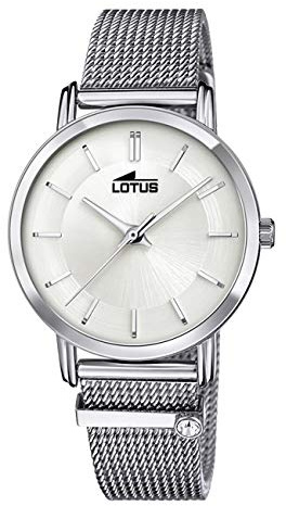 LOTUS Reloj Mujer Analógico de Acero Inoxidable 316l Plateado - Movimiento de Cuarzo - Cristal Mineral de Alta Resistencia - Resistente al Agua 5 ATM 18737 - Minimalist for Her