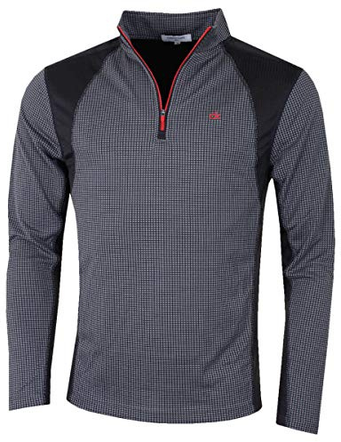 Calvin Klein Mens Micro Grid Half Zip Mid Layer - Slate/Red - L