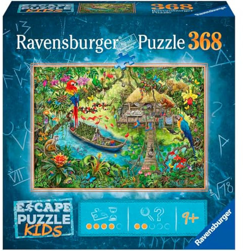 Ravensburger - Escape Puzzle Kids - 368 pièces - Un Safari dans la Jungle | Fille ou garçon dès 9 ans - Puzzle de qualité supérieure - Le premier puzzle inspiré des Escape Games !