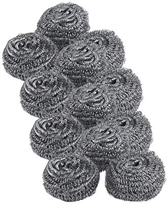 Superio Stainless Steel Scourers Steel Wool Scrubber Pad Used for Dishes, Pots, Pans, Grill, Stoves, and Ovens, Easy scouring for Tough Kitchen Cleaning (12)