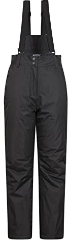 Mountain Warehouse Moon Womens Ski Pants - Isotherm, Microfibre Insulated & Snowproof Trousers, Adjustable Waist & Detachable Braces - for Skiing, Snowboarding Black Women's Size 14
