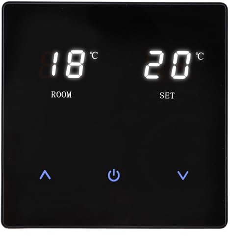 Wengart Thermostat de Chauffage WG828,Bouton Tactile, AC230V 10A, pour Chauffage par Le Sol Radiant à l'eau, Chaudière à Gaz de Liaison,nécessite Un boîtier d'installation de 86 * 86 mm,Noir