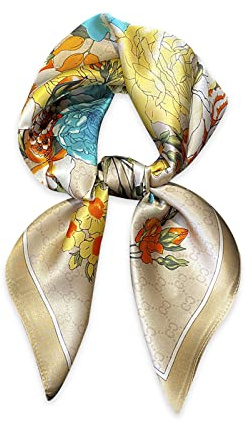 LumiSyne Bufanda De Seda Mujer Pañuelo Cuadrada 70×70cm Colorido Estampado De Flores Árboles Ligero Satén Bufanda Pequeña Multifuncion Pañuelo Para Cabello Cuello Bandanas Banda Cabeza