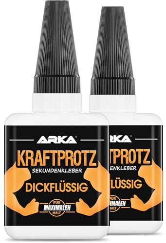 2 x 50 g superlim extra stark | inkl. anti-uttorkningsspets| KRAFTROTZ | tjockt superlim | universellt användbart för limning av plast, glas, trä, sten, metall och mycket mer