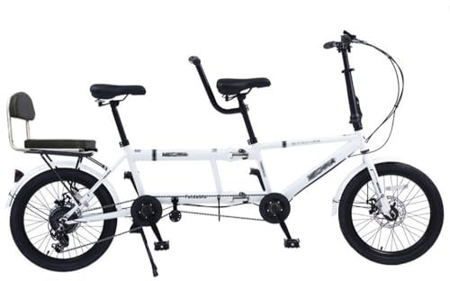 Kcolic Bicicleta Tándem Plegable, Bicicletas Tándem Familiares para Dos Adultos, Bicicletas Tándem Ajustables 7 Velocidades, Bicicletas Crucero para Viajes Y Paseos En Pareja D