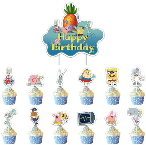 Decorazione per Torta 49 Pezzi Topper per Torta Cake Topper Cupcake Topper Decorazione Torta di Compleanno per Ragazzi, Ragazze