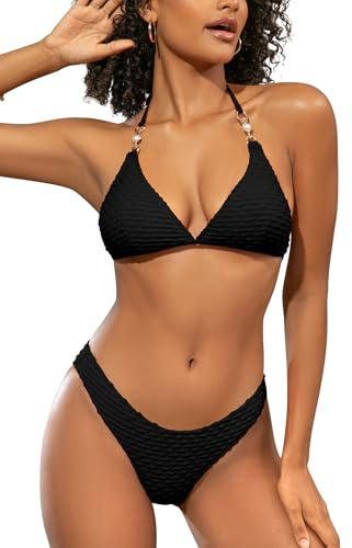 SHEKINI Halter Maillot Bain Femme 2 Pieces Triangle Femme Bikini Set Sexy Bikini Femme