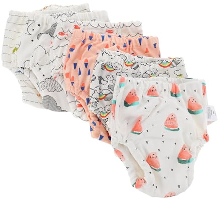 VICASKY 6 Pcs 4 Capas Pantalones de Entrenamiento de Algodón para Bebés Newborn, Transpirables y Resistentes, Cubierta de Pañal, para Dormir y Uso Diario Varios estilos