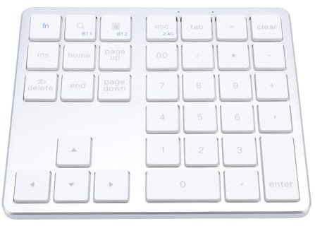 Denash Tastierino Numerico Tastiera Ricaricabile Wireless a 35 Tasti con Tripla Commutazione del Dispositivo, Design Ultra Sottile, Batteria a Lunga Durata, per PC, Laptop, Tablet
