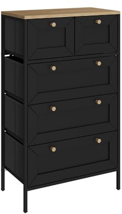 Vicco Commode Belaro, Noir, 56x95cm avec 5 tiroirs, Convient pour Le Rangement de vêtements et d’Accessoires