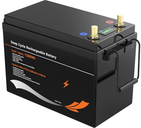 12V (12.8V) 100AH LiFePO4 Deep Cycle battery with BMS Protection, Perfect for Shed/Boat/Lawn Mower/Ride on Car/Trolling Motor