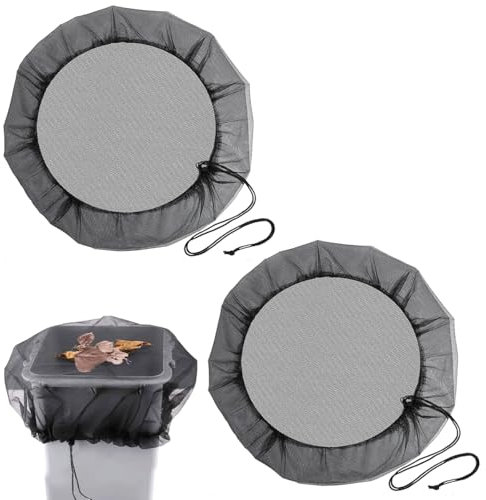 2 Pièces Filet pour Citerne de Pluie avec Cordon de Serrage Réglable, 60cm Housse pour Tonneau de Pluie Ronde pour les Citernes Pluviales D'un Diamètre Inférieur à 55cm, Protection Contre les Feuilles