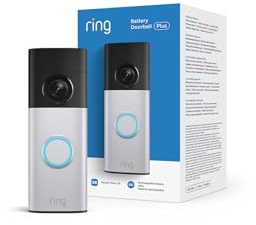 Ring Battery Video Doorbell 2K Plus (senaste gen), Trådlös gör-det-själv dörrklocka med kamera, Retinal 2K, 6x zoom, 30 dagars kostnadsfri provperiod av ett Ring-abonnemang