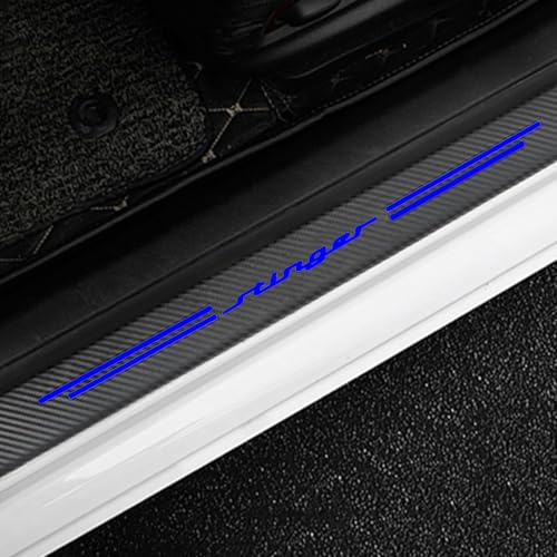 KLHYWEN 4 Piezas Película Protectora para Umbral de Puerta de Coche para KI-A Stinger, Pegatina de Decoración para Estribos de Fibra de Carbono de contra Arañazos,Blue