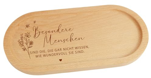 Tablett mit Gravur Besondere Menschen - Holz Deko Tablett Mutmacher Geschenke, Motivationsgeschenke, Muttertagsgeschenk, Geburtstagsgeschenke für Frauen, Mama, Oma, Freundin, Kollegin, Lehrerin