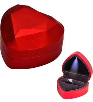 Scatola per Anello a LED a Forma di Cuore, ideale per Matrimonio, San Valentino, Anello di Fidanzamento