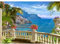 Runa Art Fototapete Balkon zum Meer Italien 352 x 250 cm Vlies Tapeten XXL Moderne Wandtapete Wohnzimmer Schlafzimmer Blau Grün 9166011a