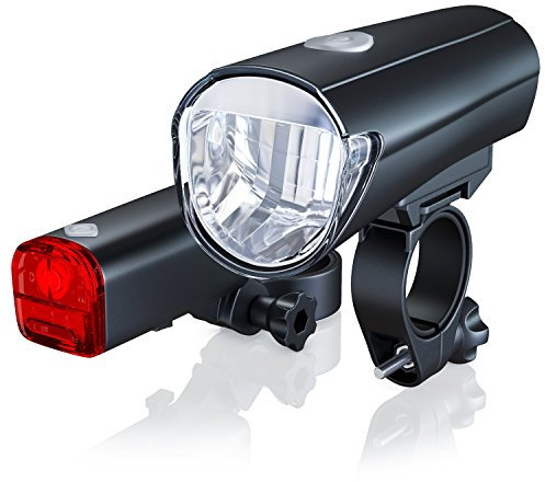 CSL - LED Fahrradlicht Set - StVZO zugelassen - Fahrradlampe Fahrradlicht Fahrradlampenset - Frontlicht und Rücklicht - batteriebetrieben - 30 Lux