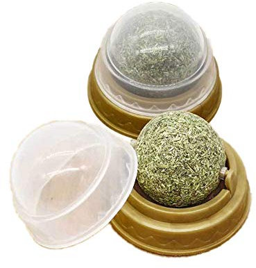 Oncpcare 2pcs Catnip Balls, Pure Natural Mint Leaf Rotating Interactive Cat Toys, Cat Hairball Removal, Teeth Cleaning Catmint for Kitten, Kitty Playing, Chewing