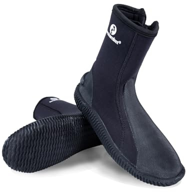 Two Bare Feet 5mm Neoprene Unisex Wetsuit Boots | Insulated for Diving, Snorkeling & Surfing | Non-Slip Sole, Flexible & Comfortable Design for Water Sports (5mm 001, UK 6)