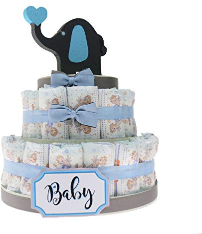 Torta Pannolini Idea Regalo Economico Bimbo, Baby Shower Idea Originale Nascita Neonato (Torta da 30 Pannolini)