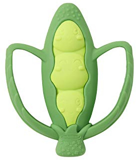 Infantino Lil’ Nibbles Mordedor de Silicona Texturizada, Juguete para la Dentición del Bebé sin BPA, Suave, Fácil de Agarrar, Estimulación Sensorial para Bebés, Guisante