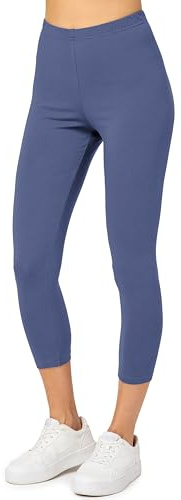 Merry Style Leggings Donna 3/4 Pantaloni Capri Morbidi e Confortevoli Leggins Donna in Cotone Traspirante Elastici e Delicati sulla Pelle Sensibile MS10-199 (Jeans,XL)
